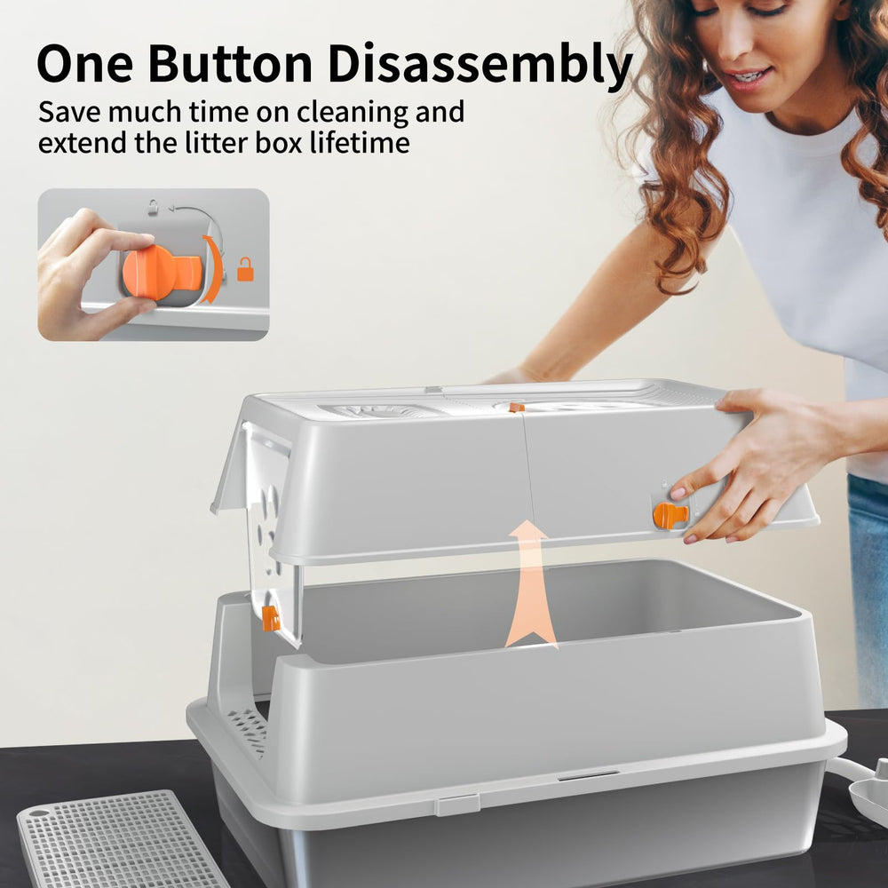Eosarcu steps and scoop included for tidy litter management