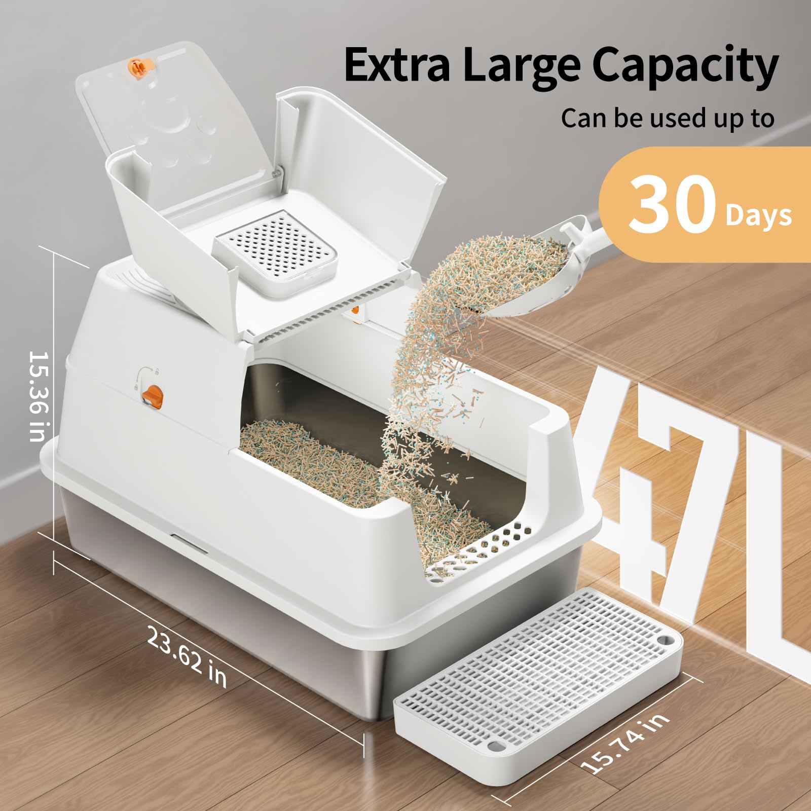 Eosarcu XL enclosed litter box with roomy interior for cats