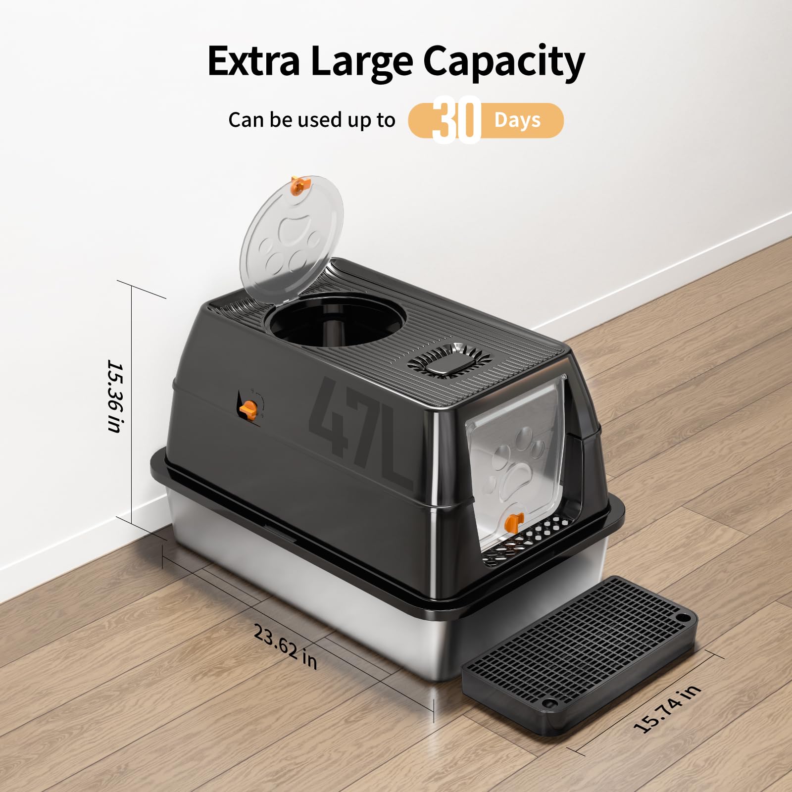 Eosarcu XL top view highlights tall sides for big cats