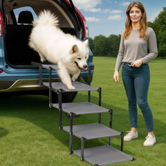 EOSET Dog Car Steps folded compactly for trunk storage and quick setup.