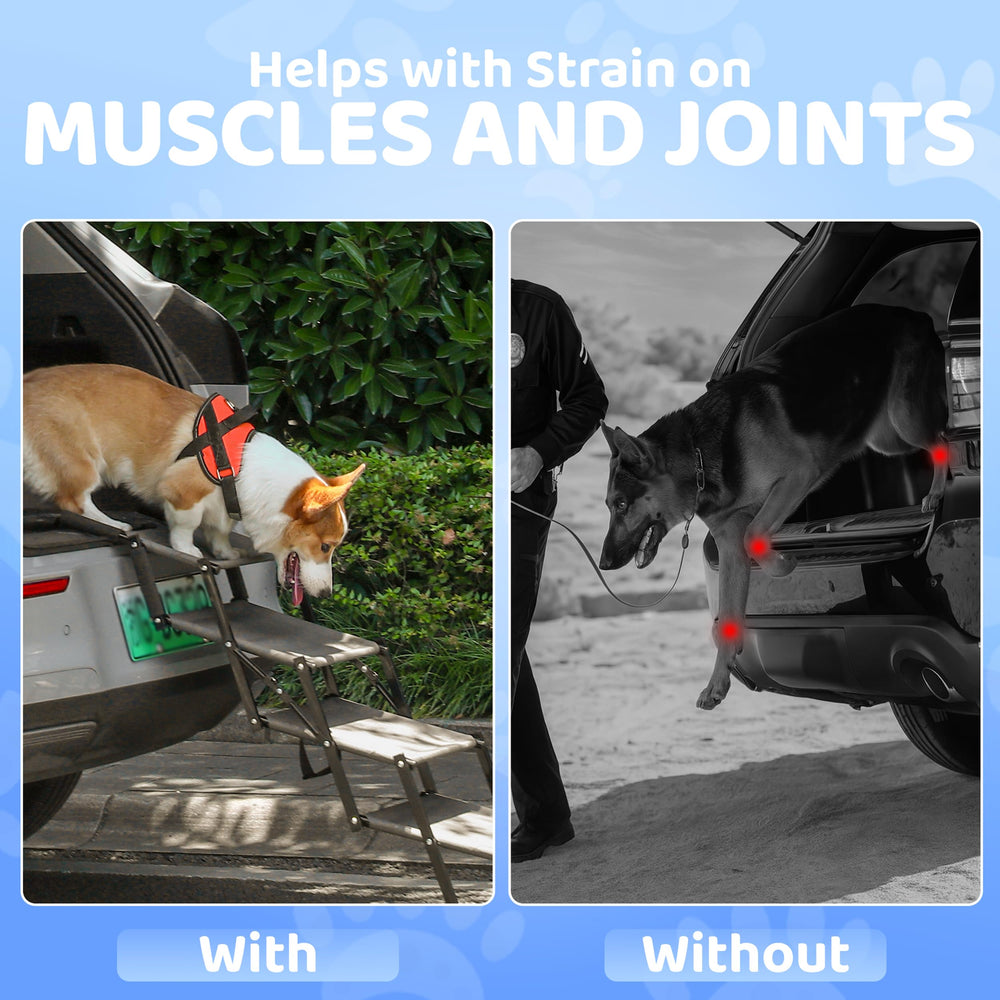 EOSET Dog Car Steps gentle incline eases entry for puppies and seniors.