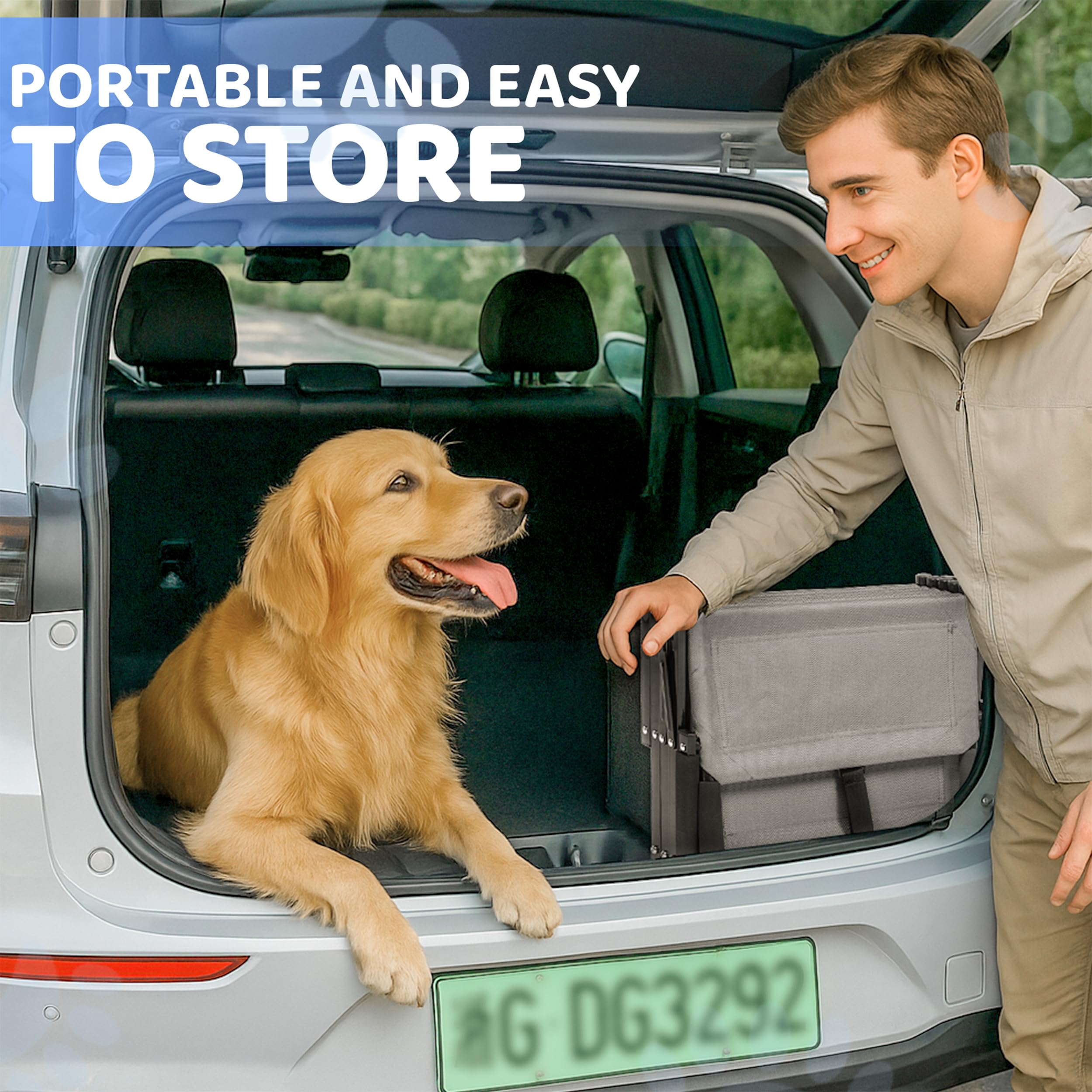 EOSET Dog Car Steps in use for easy vehicle entry.