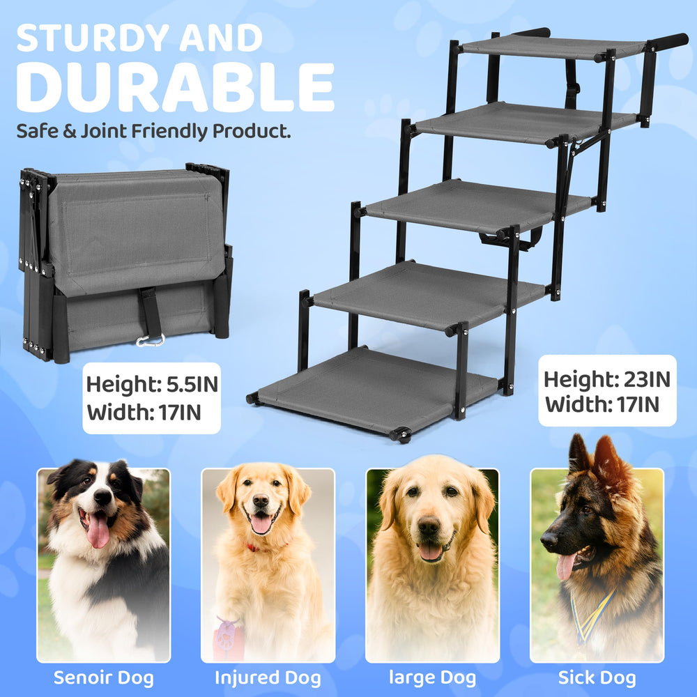 EOSET Dog Car Steps non-slip surface for secure footing in wet conditions.