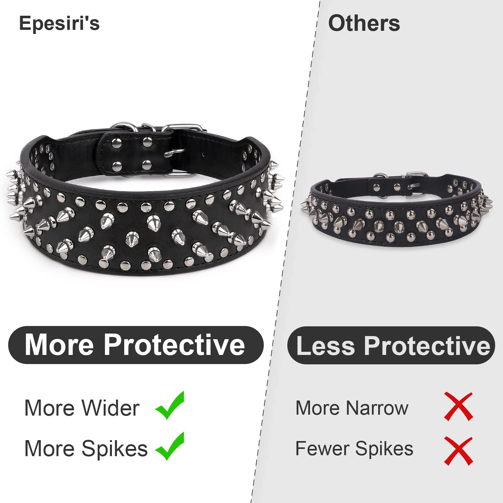 epesiri black spiked collar worn by bulldog conveys rugged style and durability