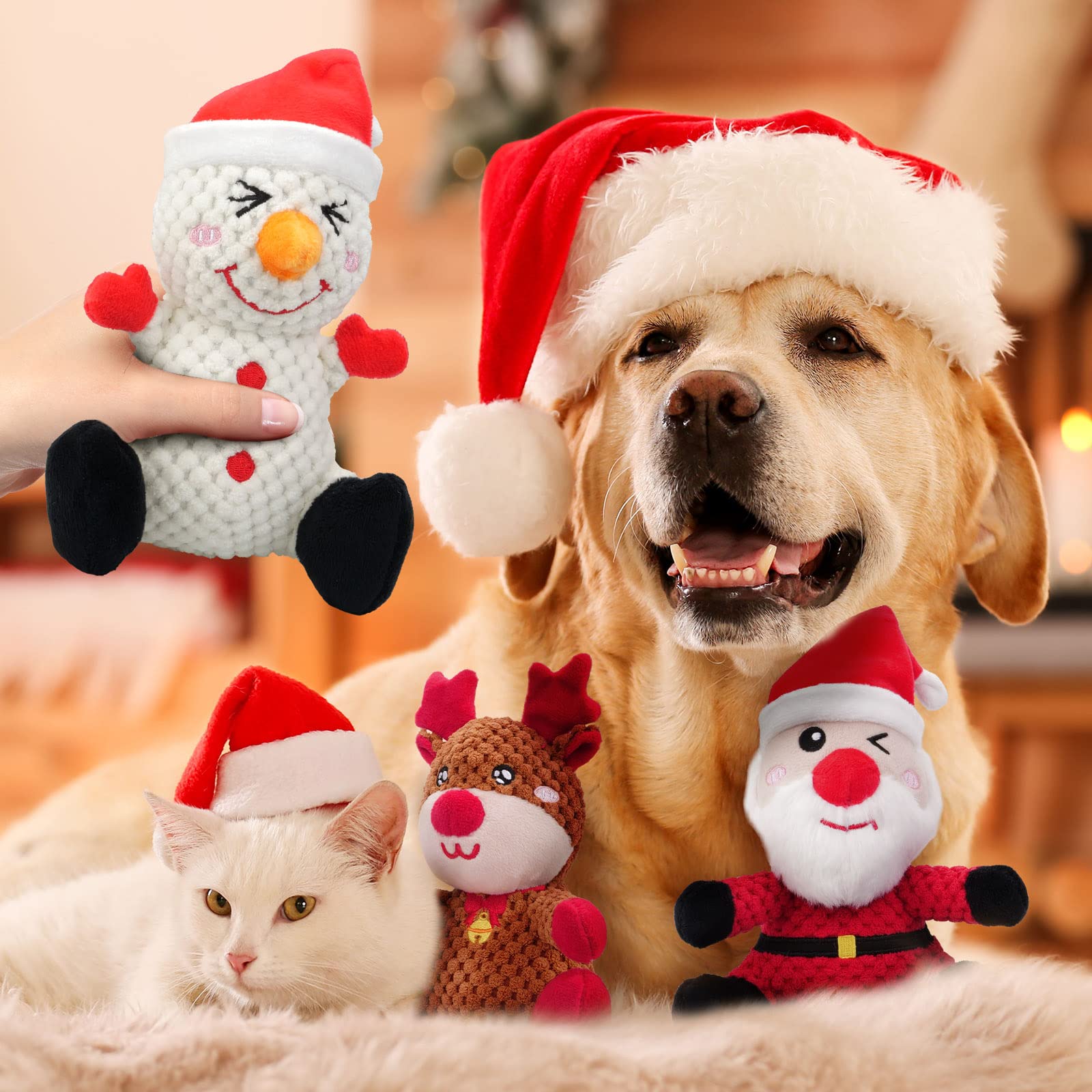Epesiri Christmas elk plush dog toy provides gentle chewing and companionship.