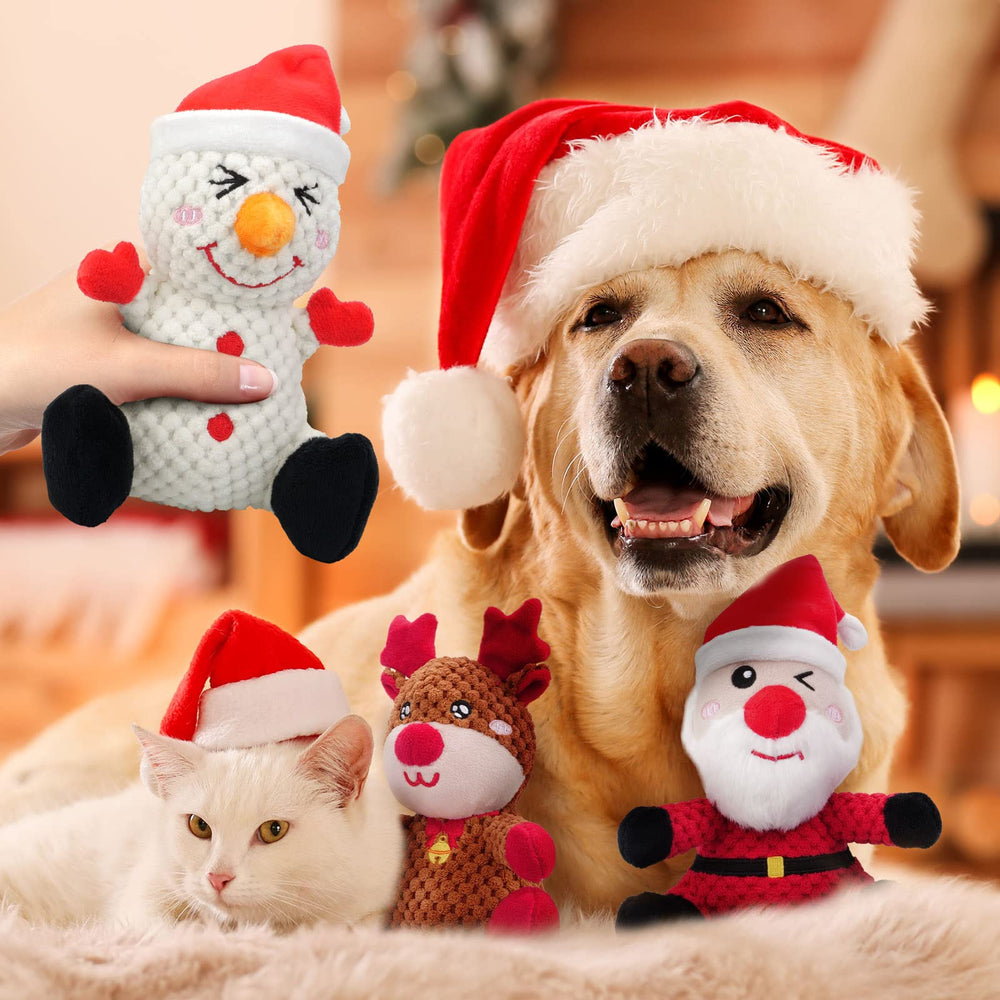 Epesiri Christmas elk plush dog toy provides gentle chewing and companionship.