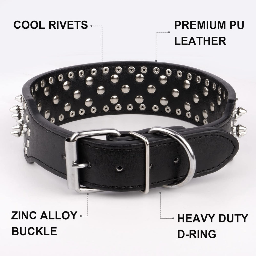 epesiri durable pu leather dog collar features d-ring for leash and tags