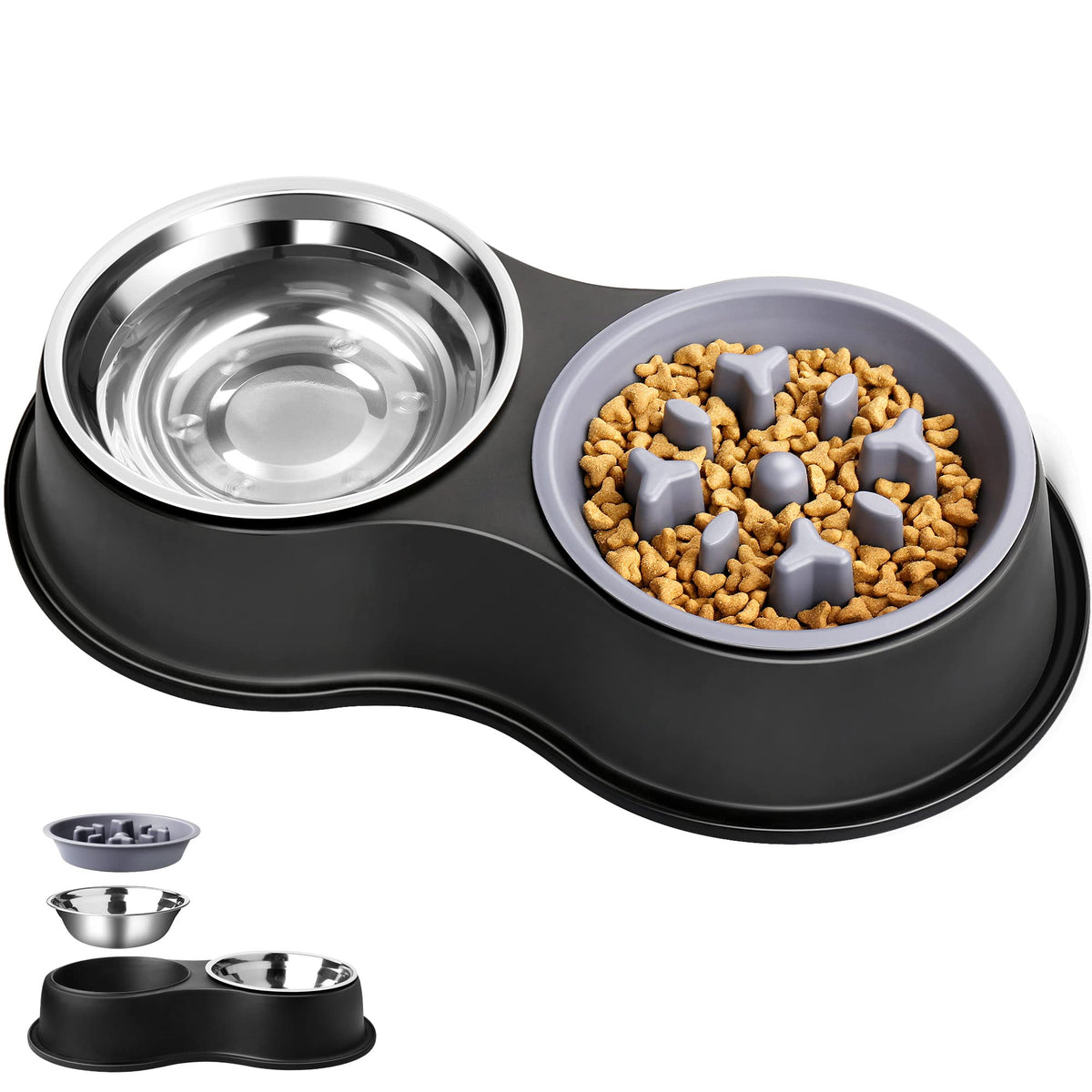 EpetsLove 4in1 dog bowls set with stainless steel bowls for durable meals