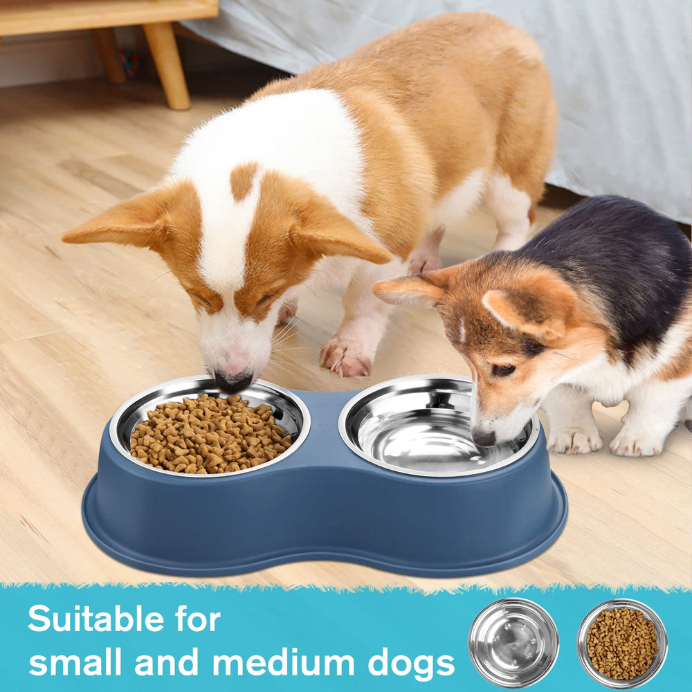 EpetsLove pet dining in action demonstrates dual bowls for households with multiple pets.