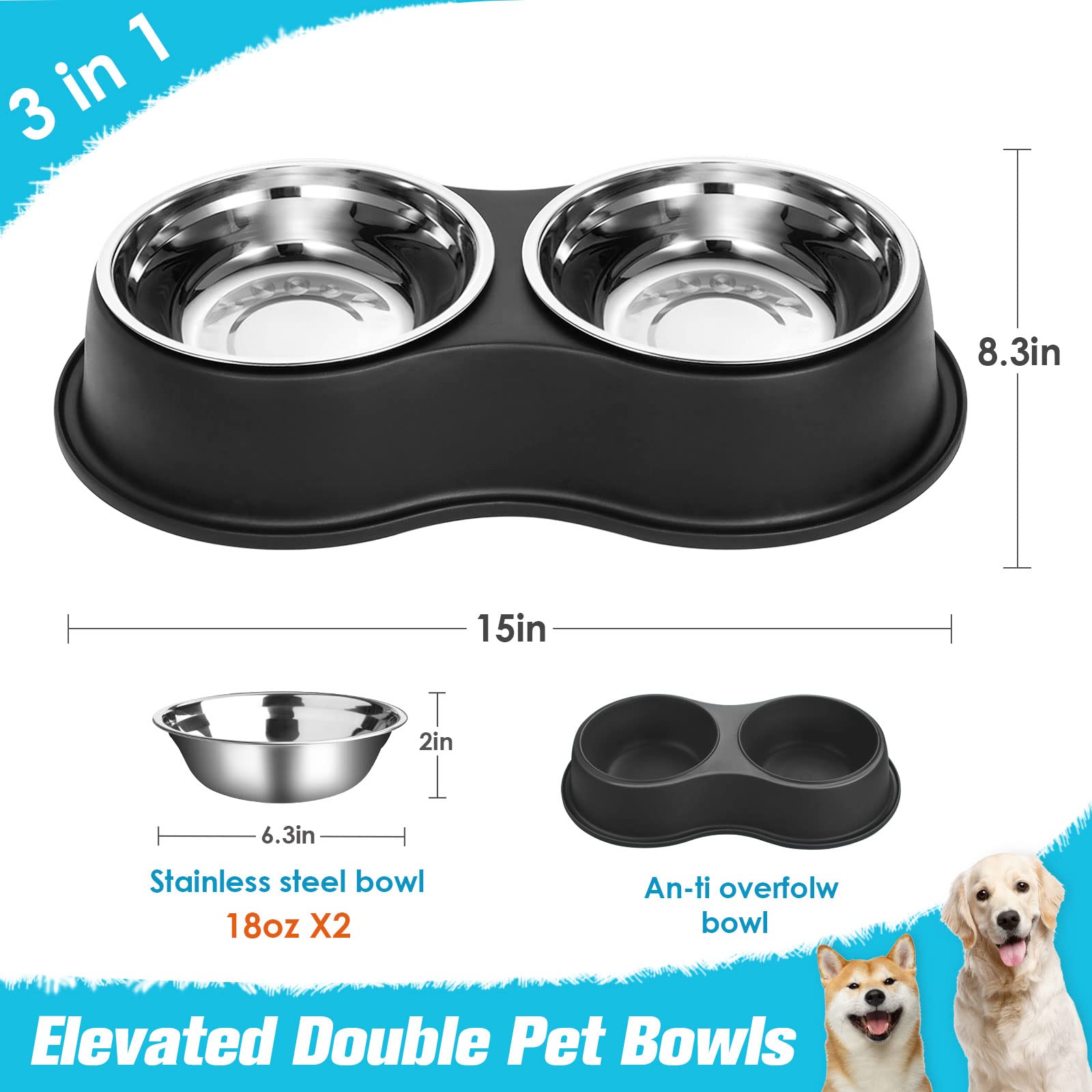EpetsLove raised feeding stand provides comfortable eating height for pets.