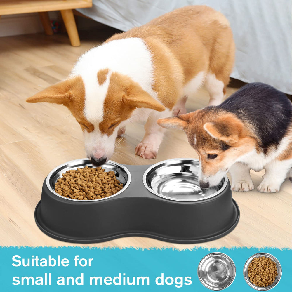 EpetsLove compact double bowls designed for small to medium dogs and cats.