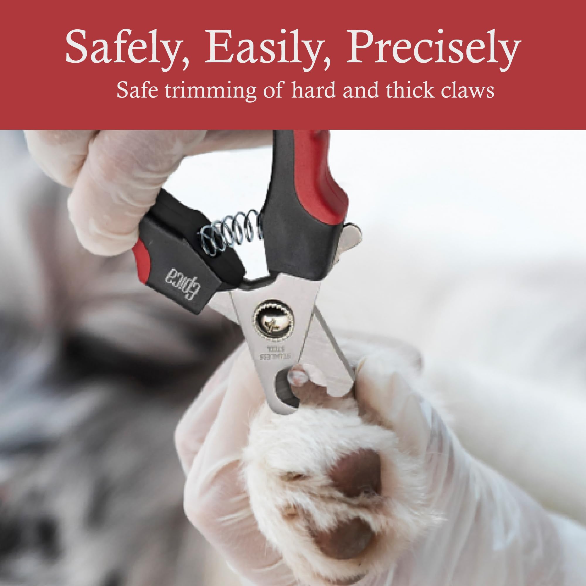 Epica dog nail clipper with rubber handles for a secure, comfortable grip