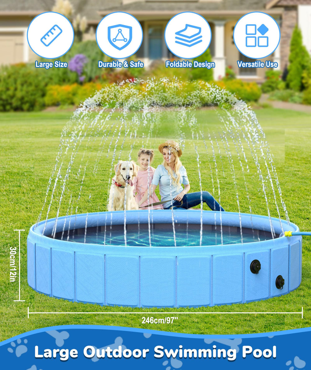 EPN large foldable dog pool folded compact demonstrates easy storage after use.