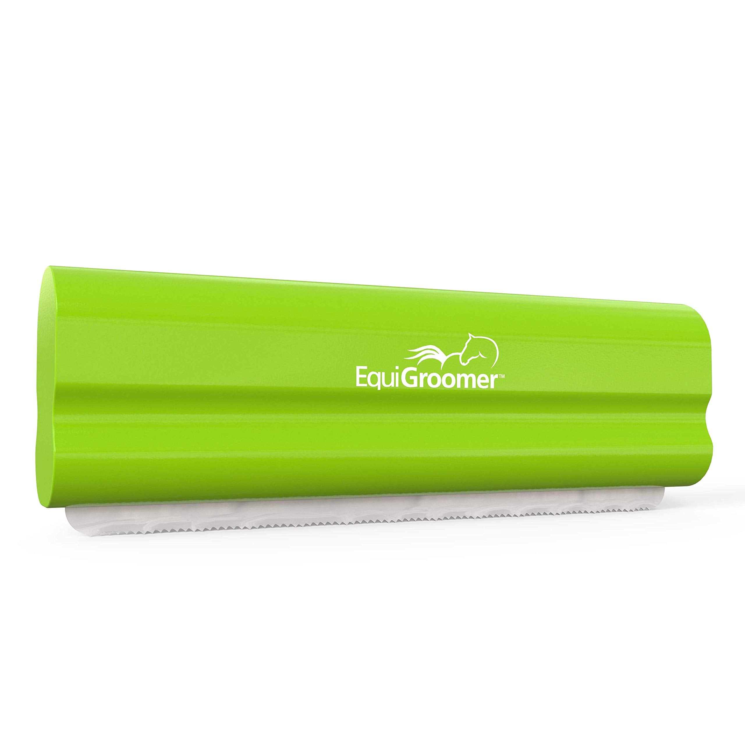EquiGroomer EasyGroomer deshedding brush lime green handle removing loose fur during grooming