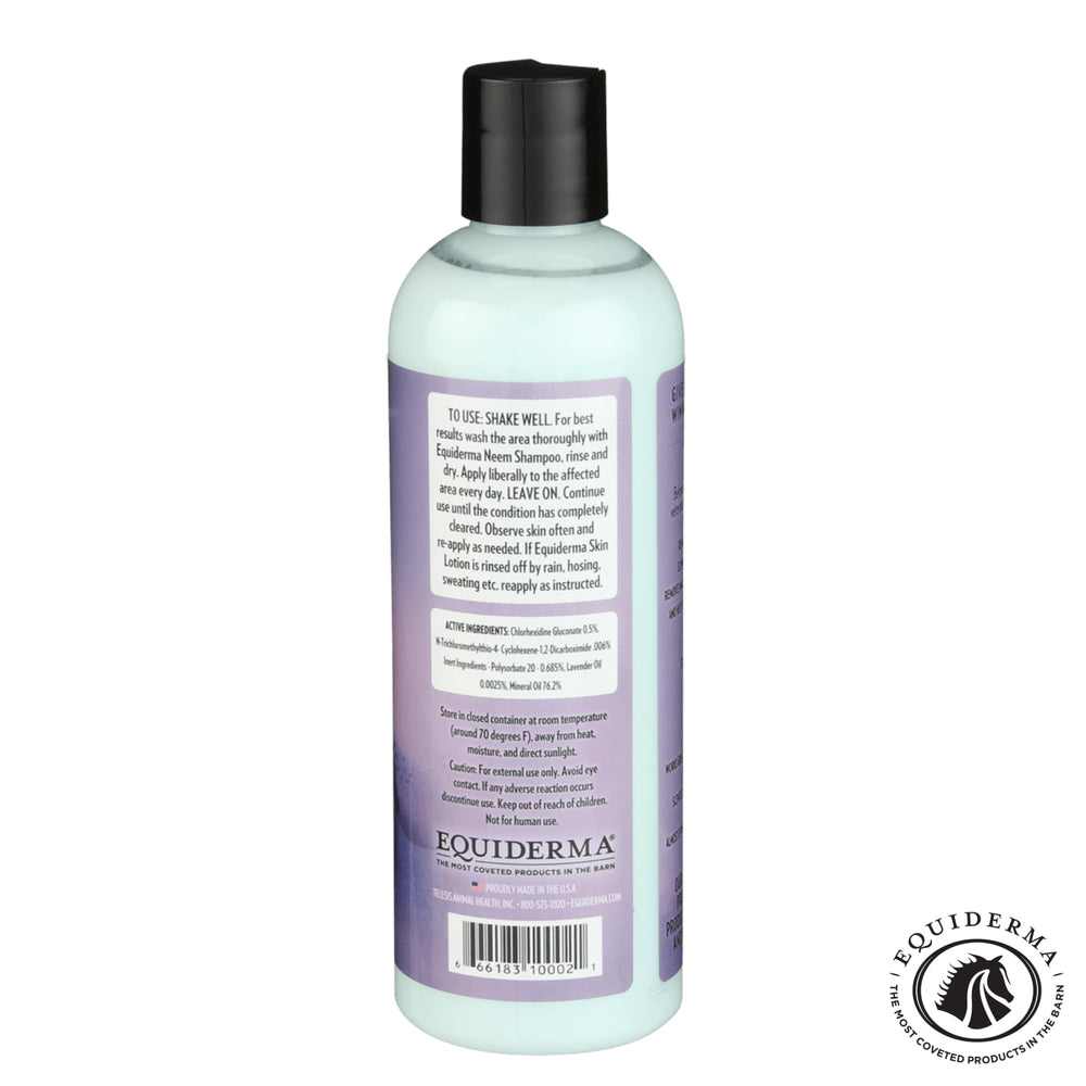 EQUIDERMA Cannon bone scurf treatment on leg area with calmer skin
