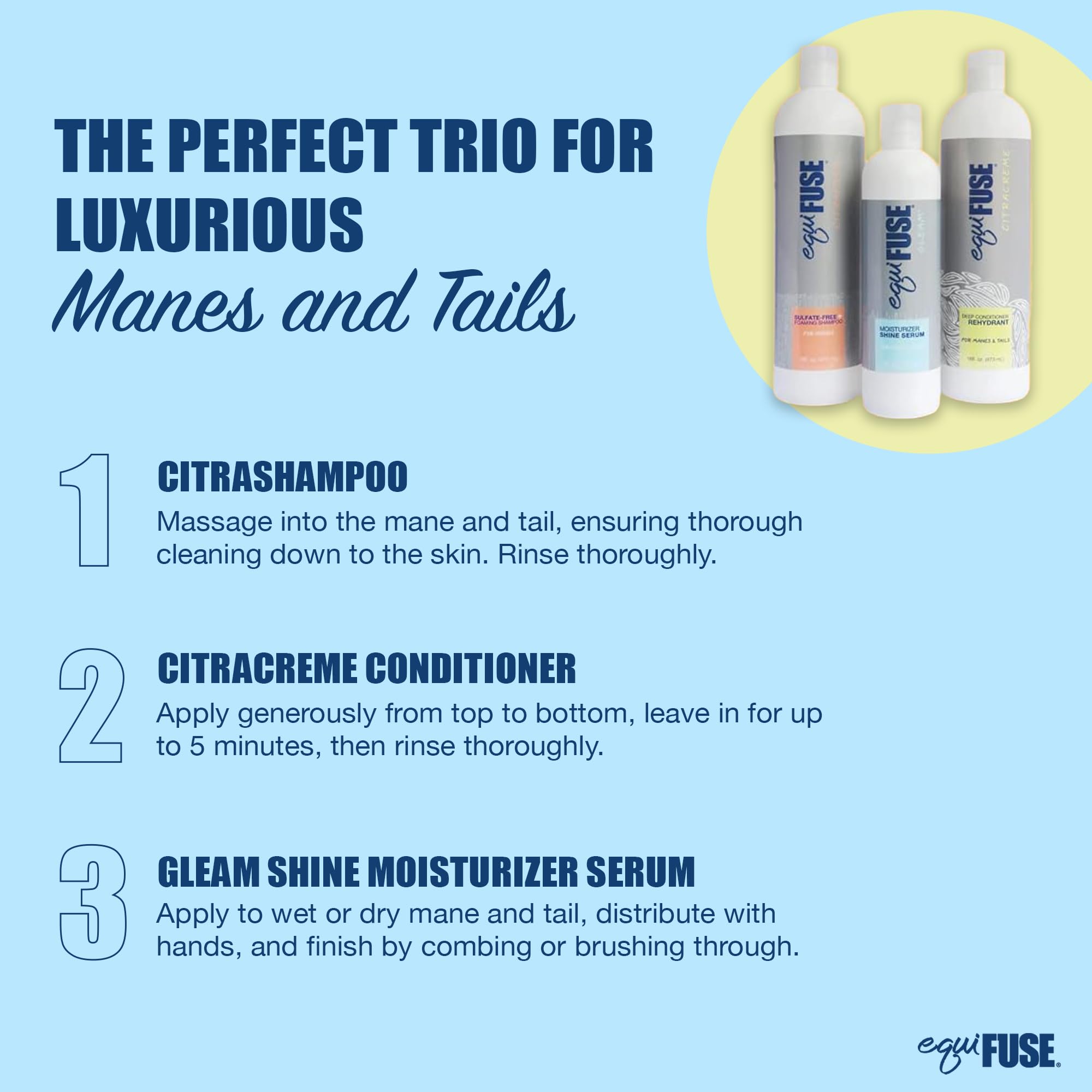 EquiFUSE Gleam packaging and label highlight premium, horse-friendly skincare in stable routines.