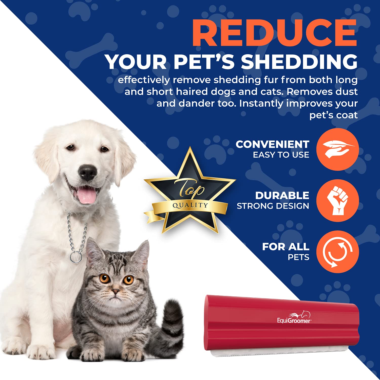 EquiGroomer EasyGroomer deshedding brush on cat coat for gentle grooming