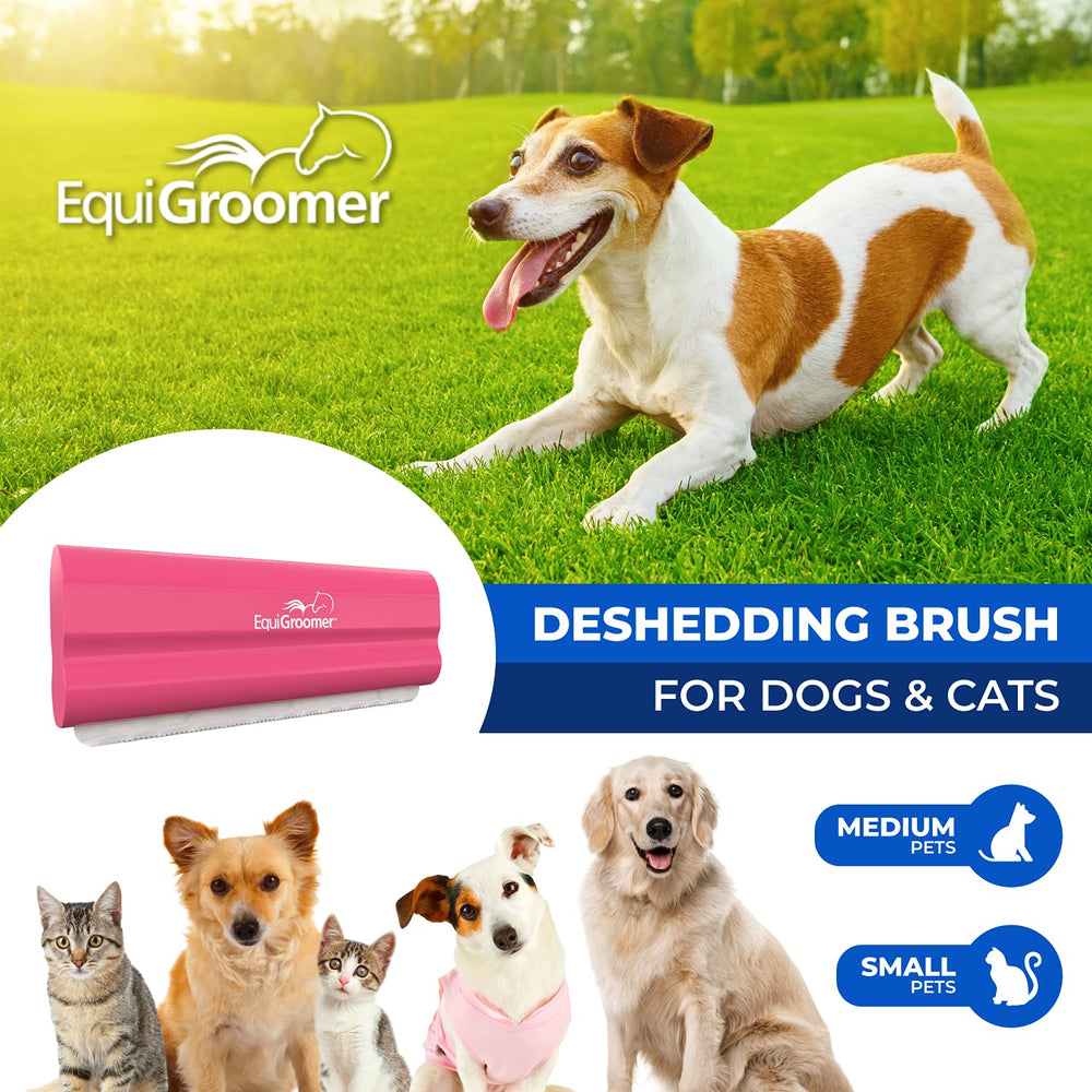 EquiGroomer EasyGroomer deshedding brush pink close-up blades safely remove shed fur