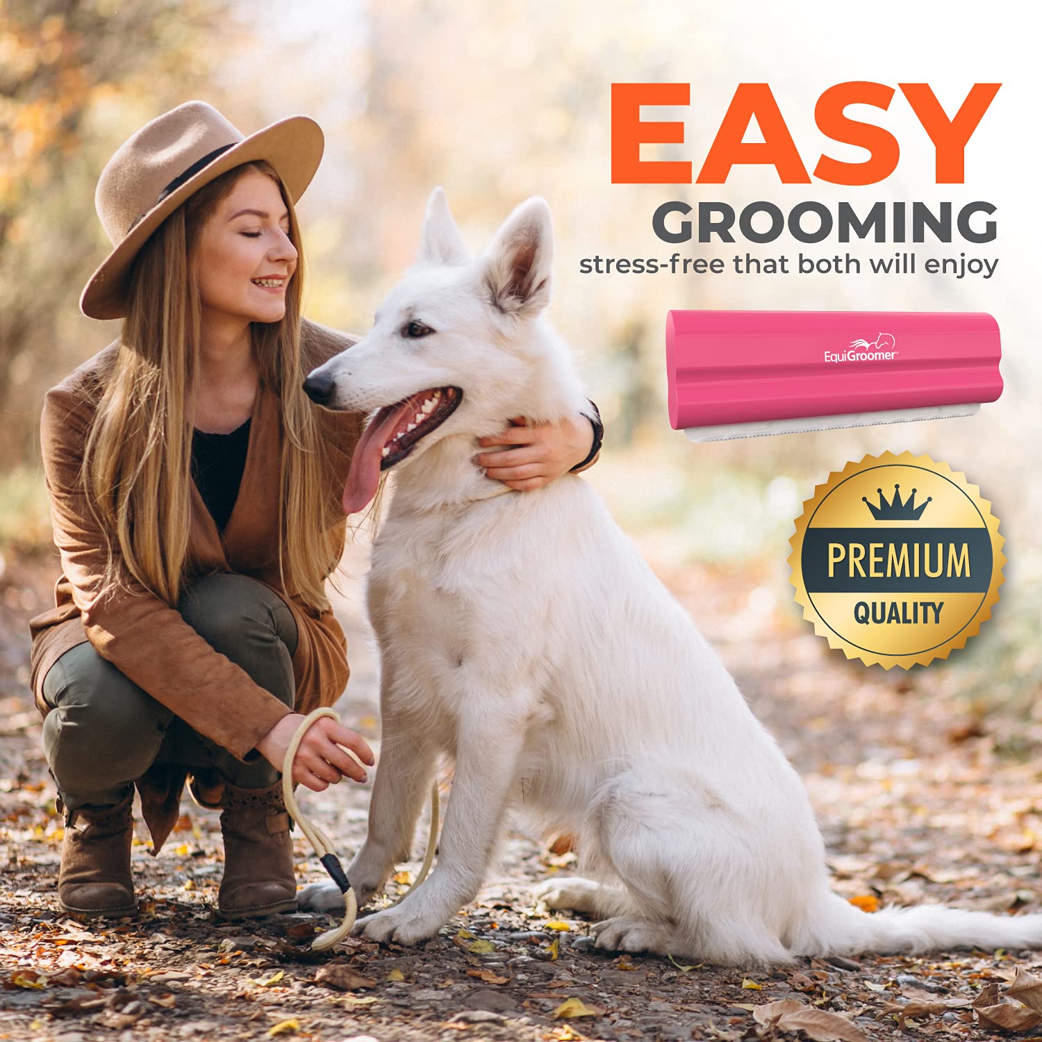 EquiGroomer EasyGroomer deshedding brush pink compact storage for travel
