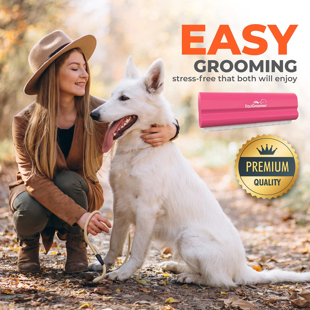 EquiGroomer EasyGroomer deshedding brush pink compact storage for travel