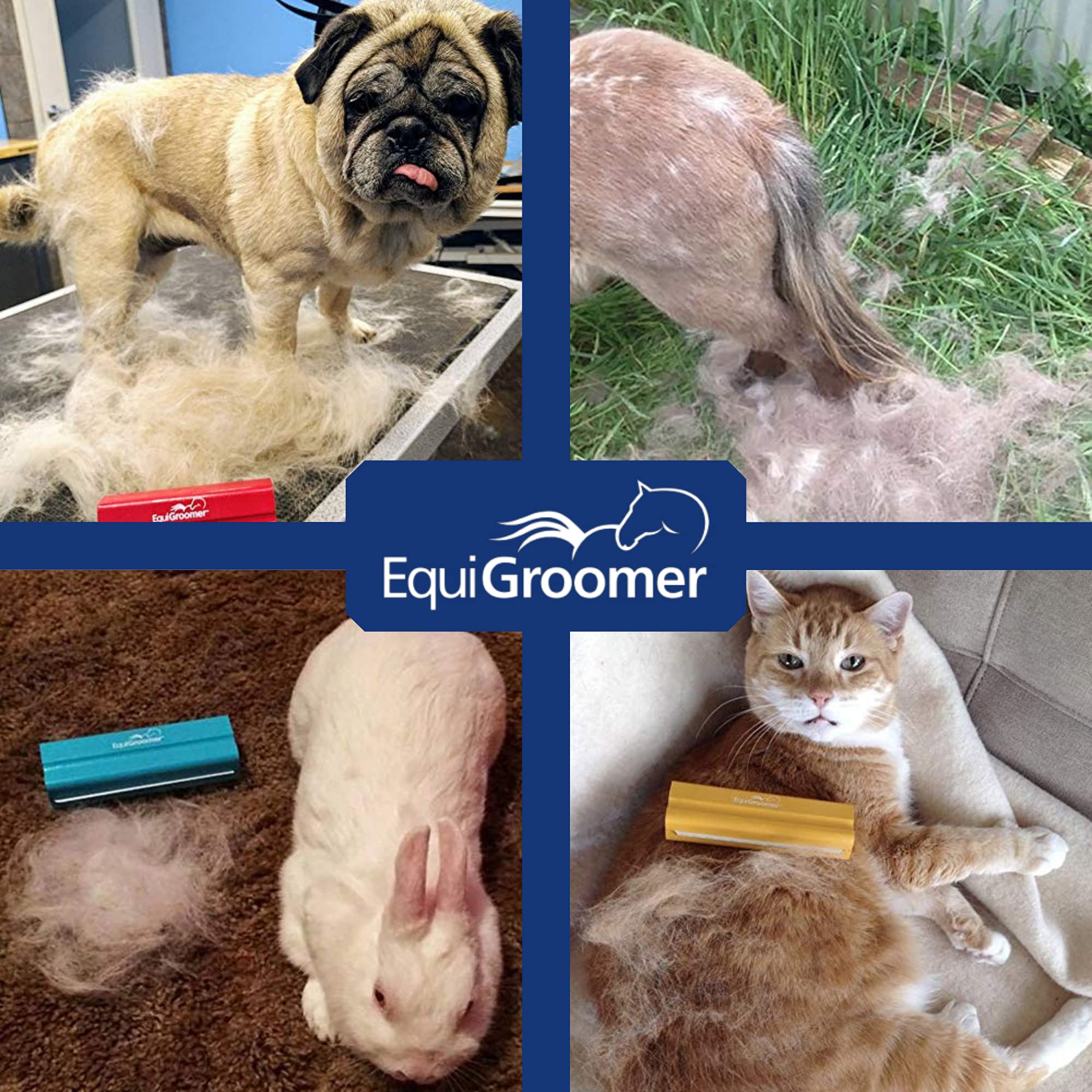 EquiGroomer EasyGroomer encourages short firm strokes for best results during regular grooming.