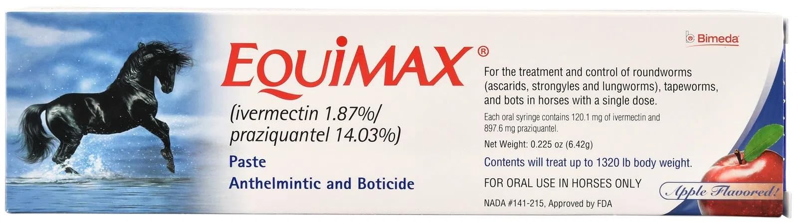 Equimax apple-flavored paste application enables easy, stress-free dosing for horses.