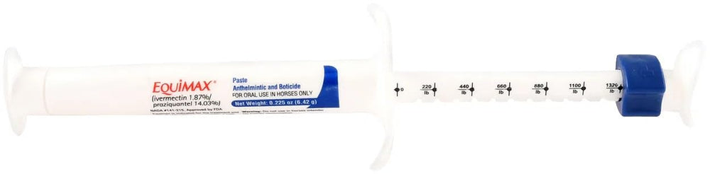 Equimax bottle and label ready for storage and dosing reference.