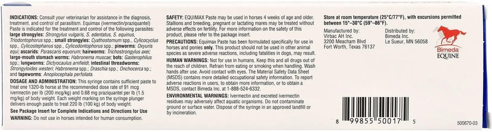Equimax syringe with flat-nose applicator ensures complete paste dosing with less waste.