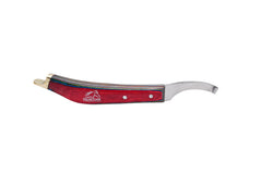 Equine Care left-handed hoof knife demonstrates precise left-hand trimming