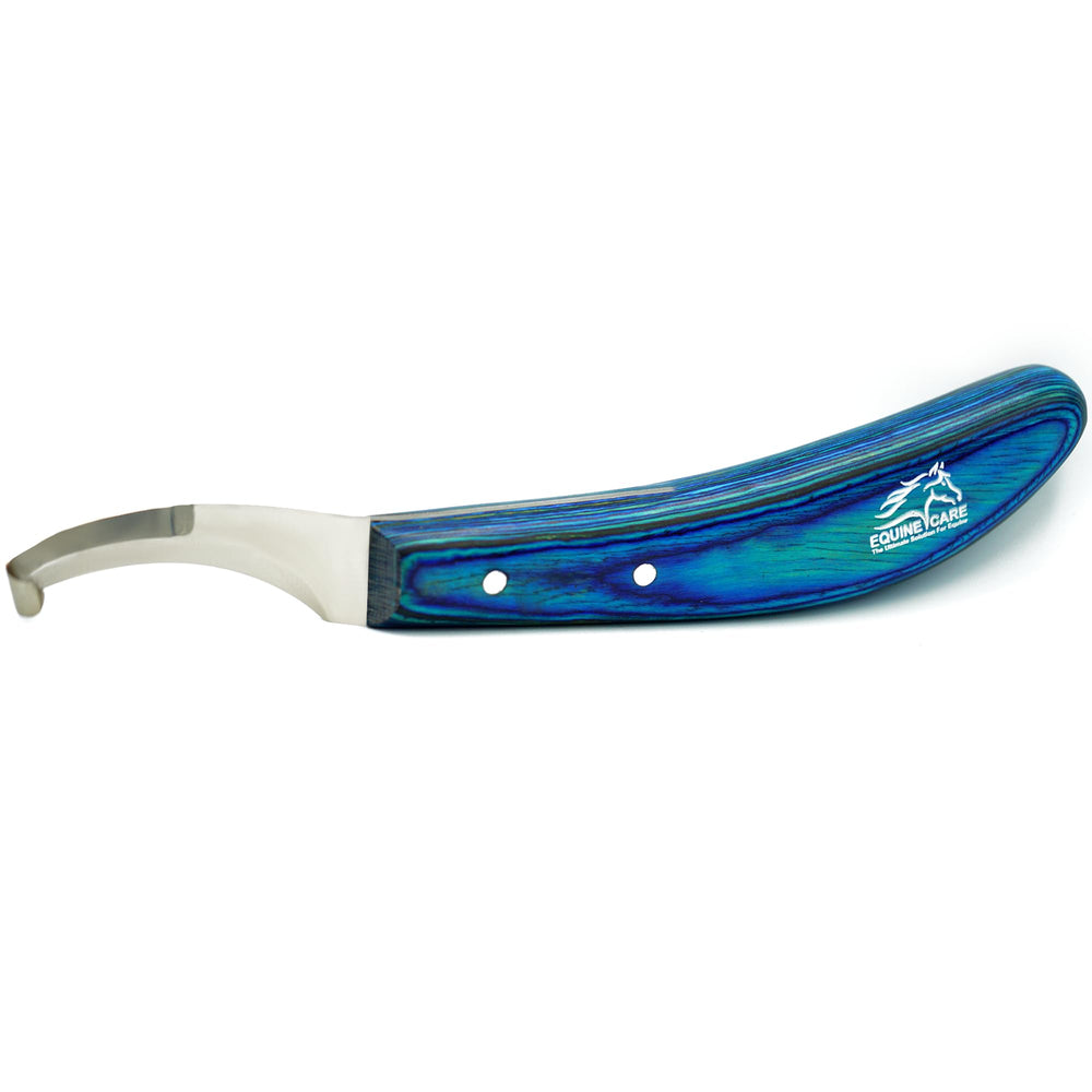 Equine Care Right-Handed Hoof Knife ergonomic handle reduces fatigue during trimming.