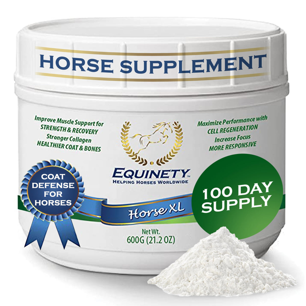 Equinety Horse XL tub front label highlights amino acids for performance-focused horses