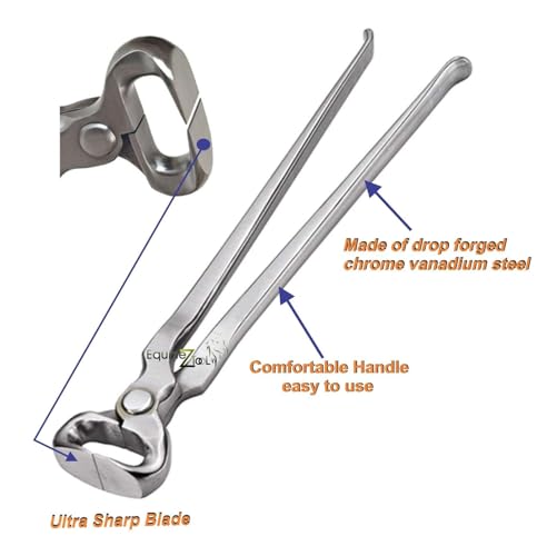 Equinez Tools 14-Inch hoof nipper in field use shows rust-resistant performance
