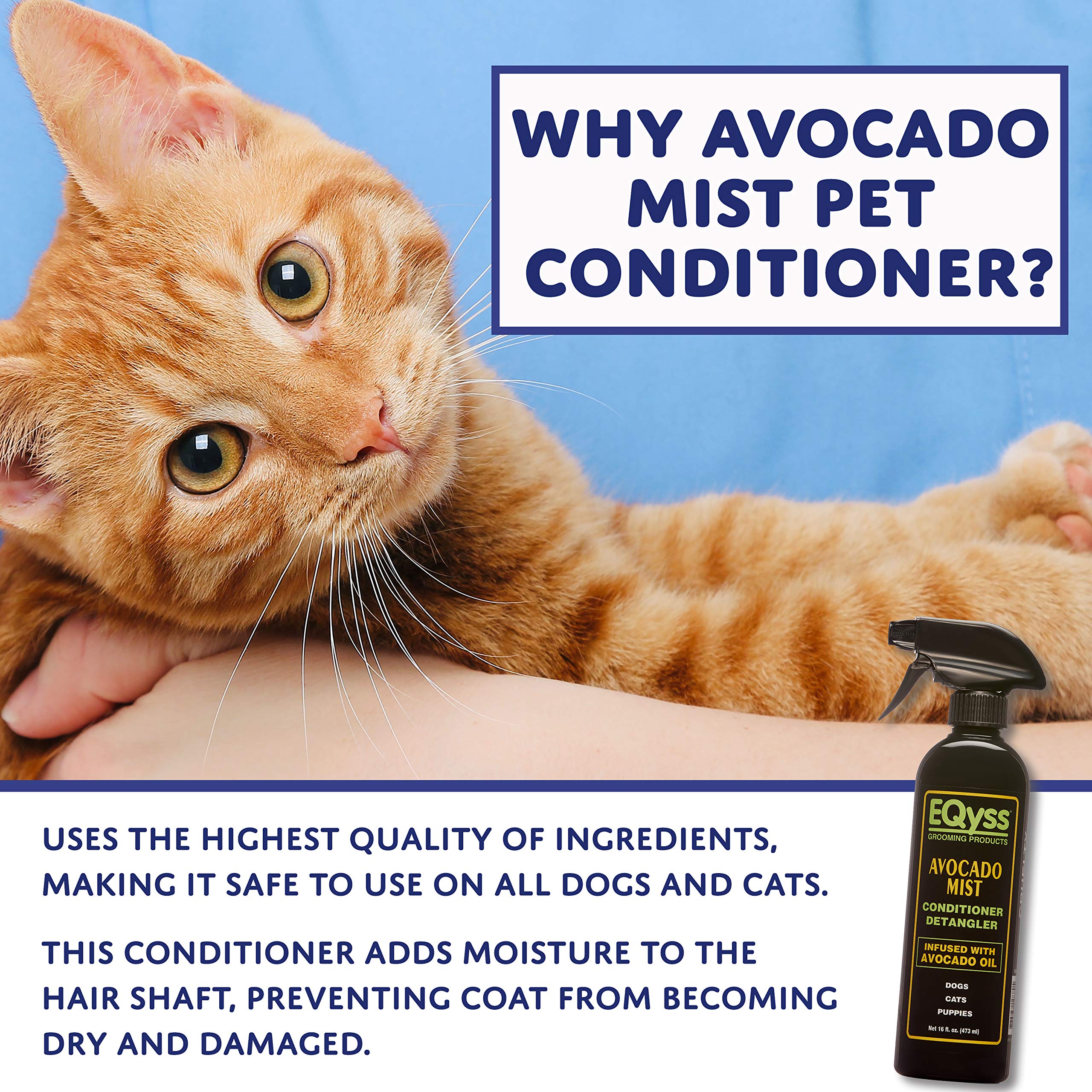 Eqyss Avocado Mist spray shows anti-static action for winter coat care.