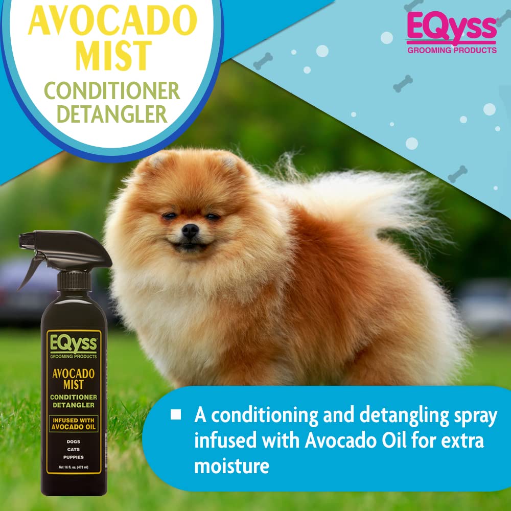 Eqyss Avocado Mist spray-on coat provides light, residue-free conditioning for fur.
