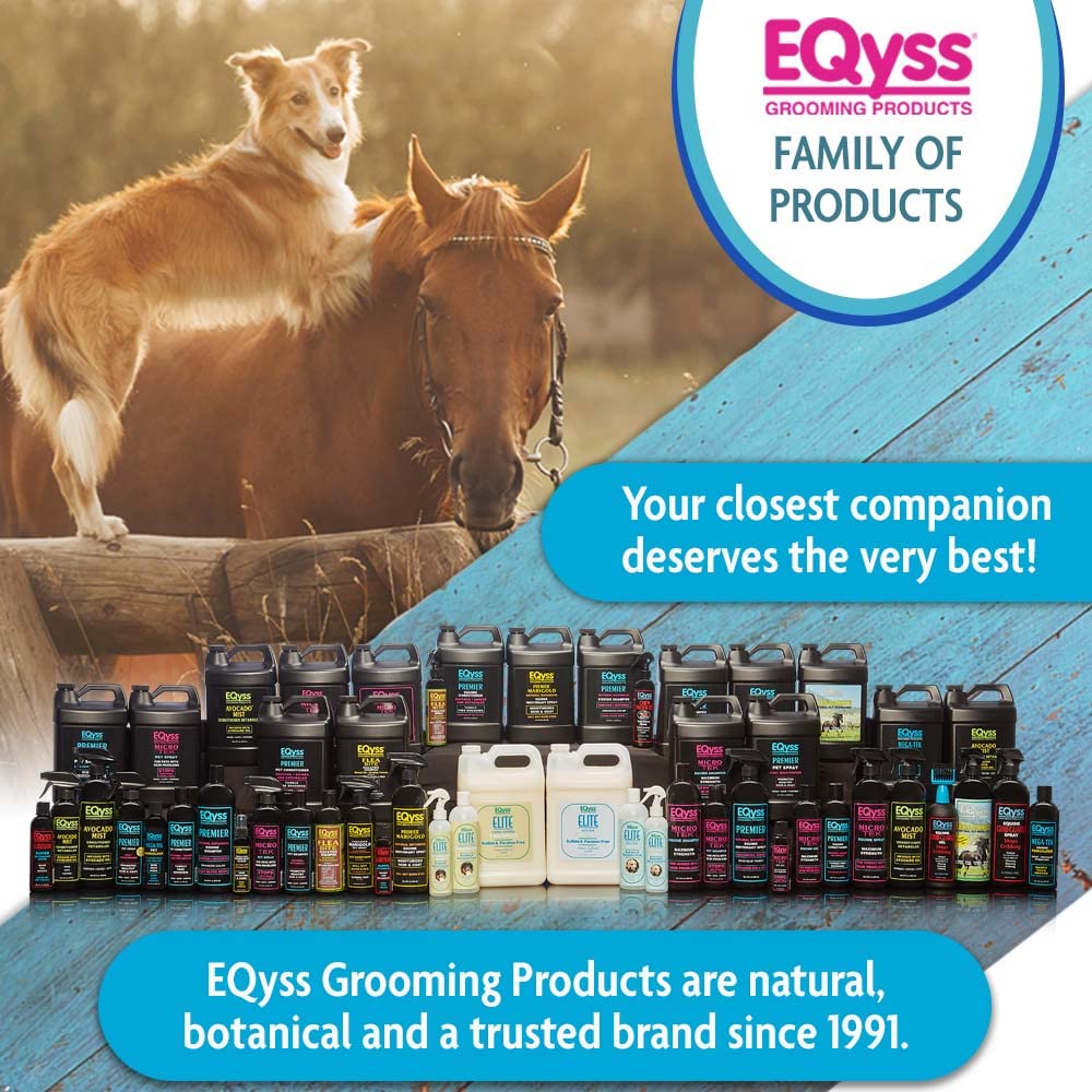 Eqyss Micro-Tek product shown in barn setting ready for all-horse itch relief needs.