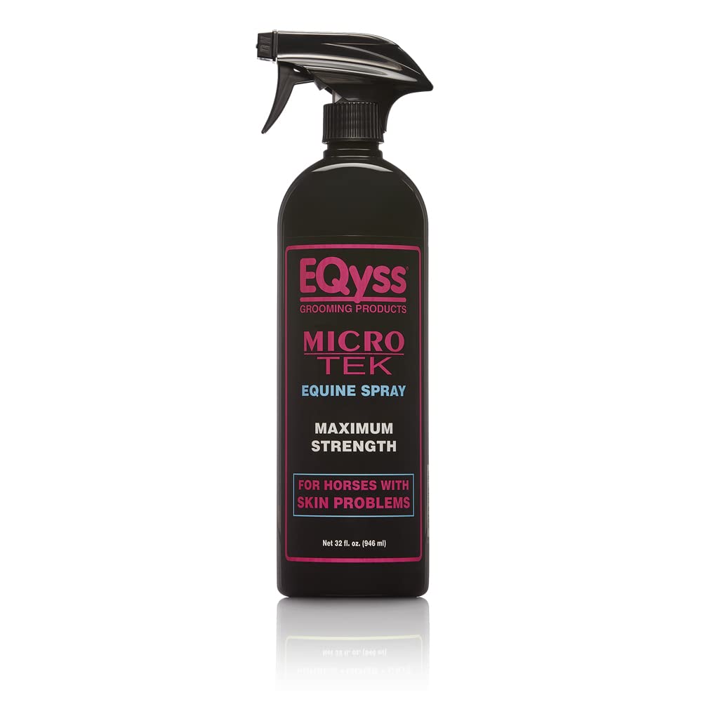 Eqyss Micro-Tek itch-relief spray bottle for horses provides quick comfort.