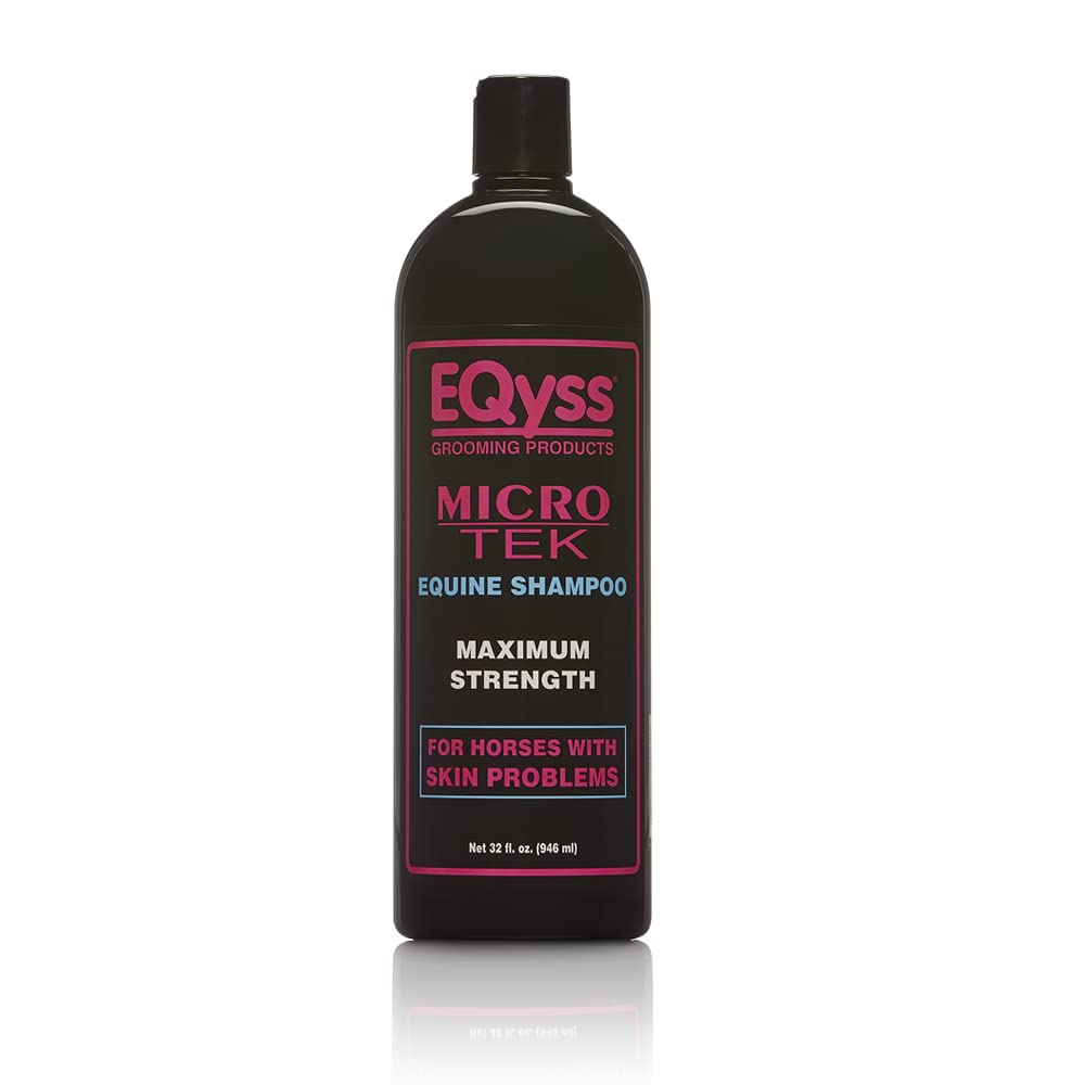 Eqyss Micro-Tek equine shampoo bottle ready for soothing irritated skin use