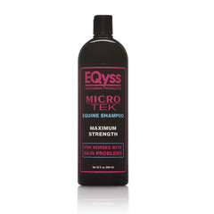 Eqyss Micro-Tek equine shampoo bottle ready for soothing irritated skin use