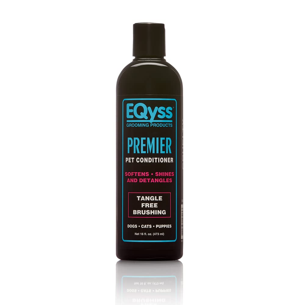 Eqyss Premier Pet Conditioner bottle, smooth coat for easy grooming and silky shine.