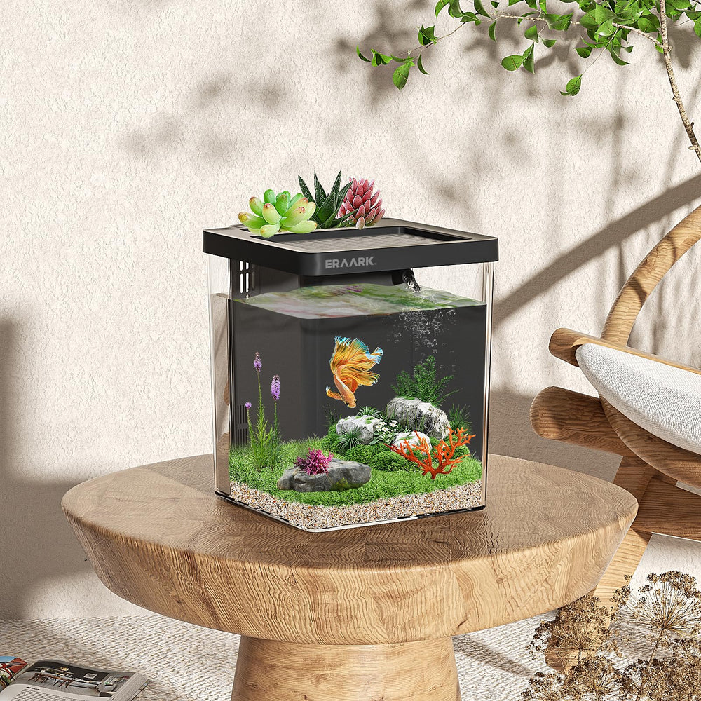 ERAARK Betta tank with self-cleaning filter for clearer water and easy maintenance