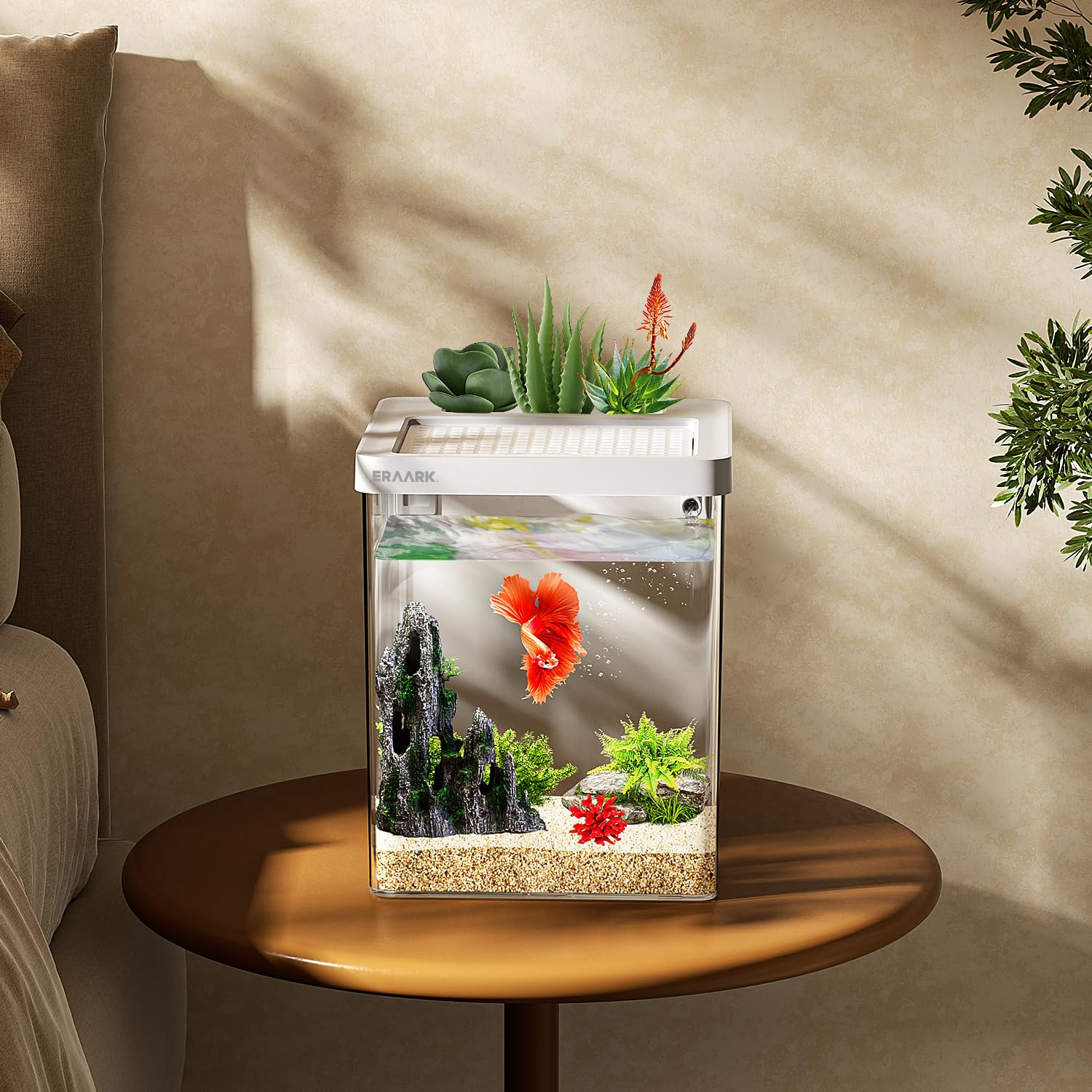 ERAARK Smart Betta Tank decoration-ready setup for bedrooms, living rooms, or offices
