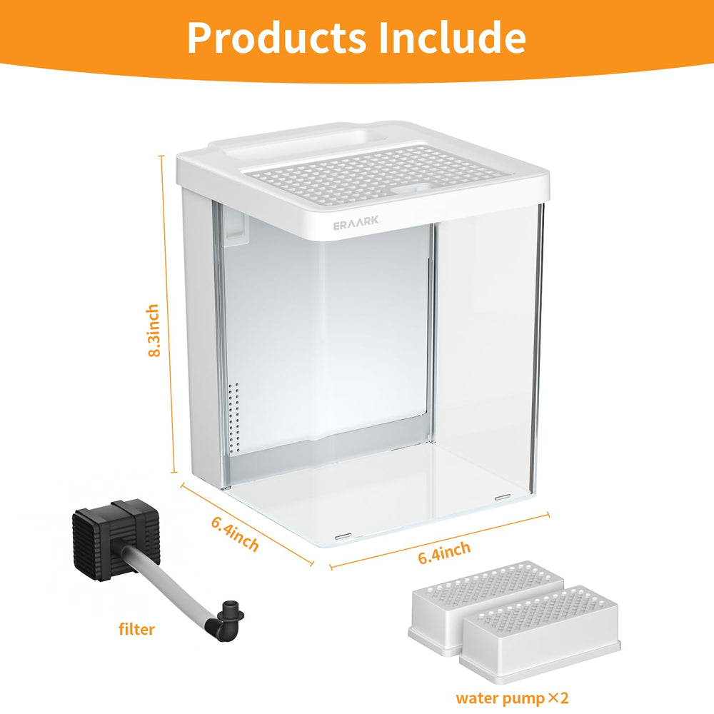 ERAARK Smart Betta Tank filter unit shows physical filtration for clear water