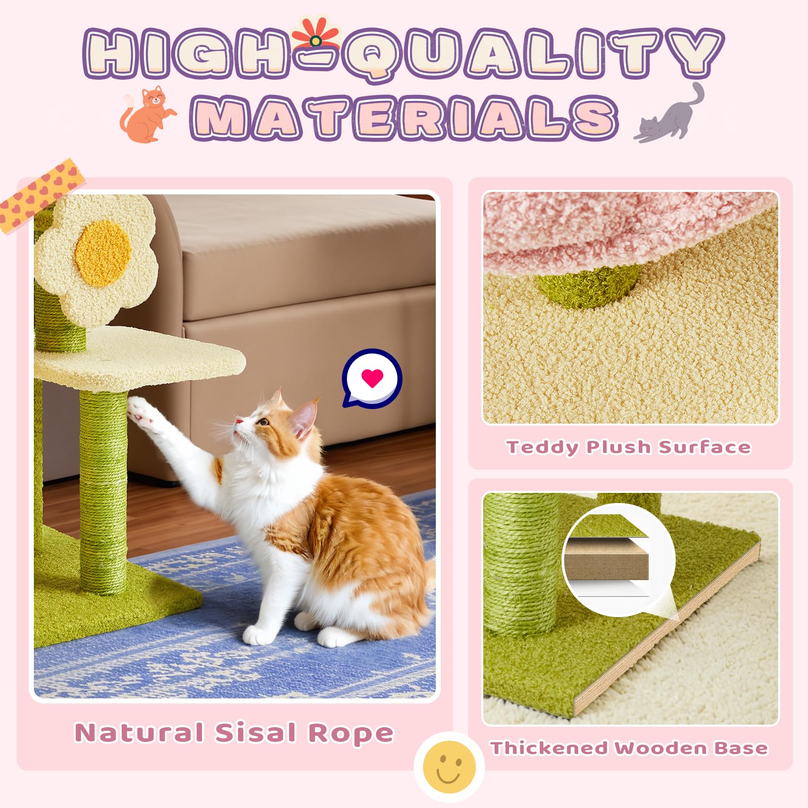 Erinnyees Flower Cat Tree assembly is straightforward with clear instructions.
