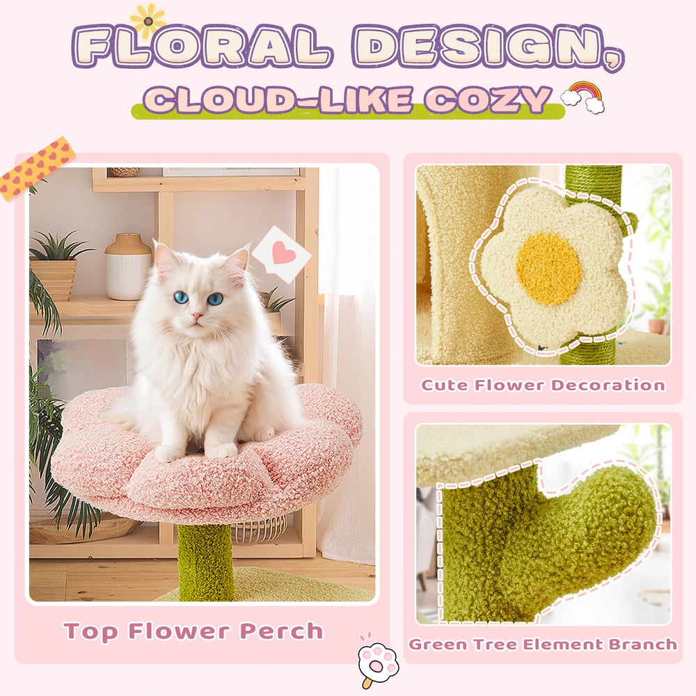 Erinnyees Flower Cat Tree hammock invites curling up in soft comfort.