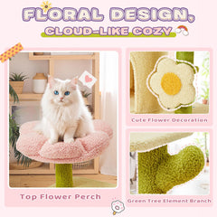 Erinnyees Flower Cat Tree hammock invites curling up in soft comfort.