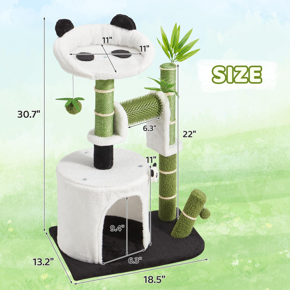 Erinnyees Panda Cat Tree self groomer offers gentle grooming for cats.