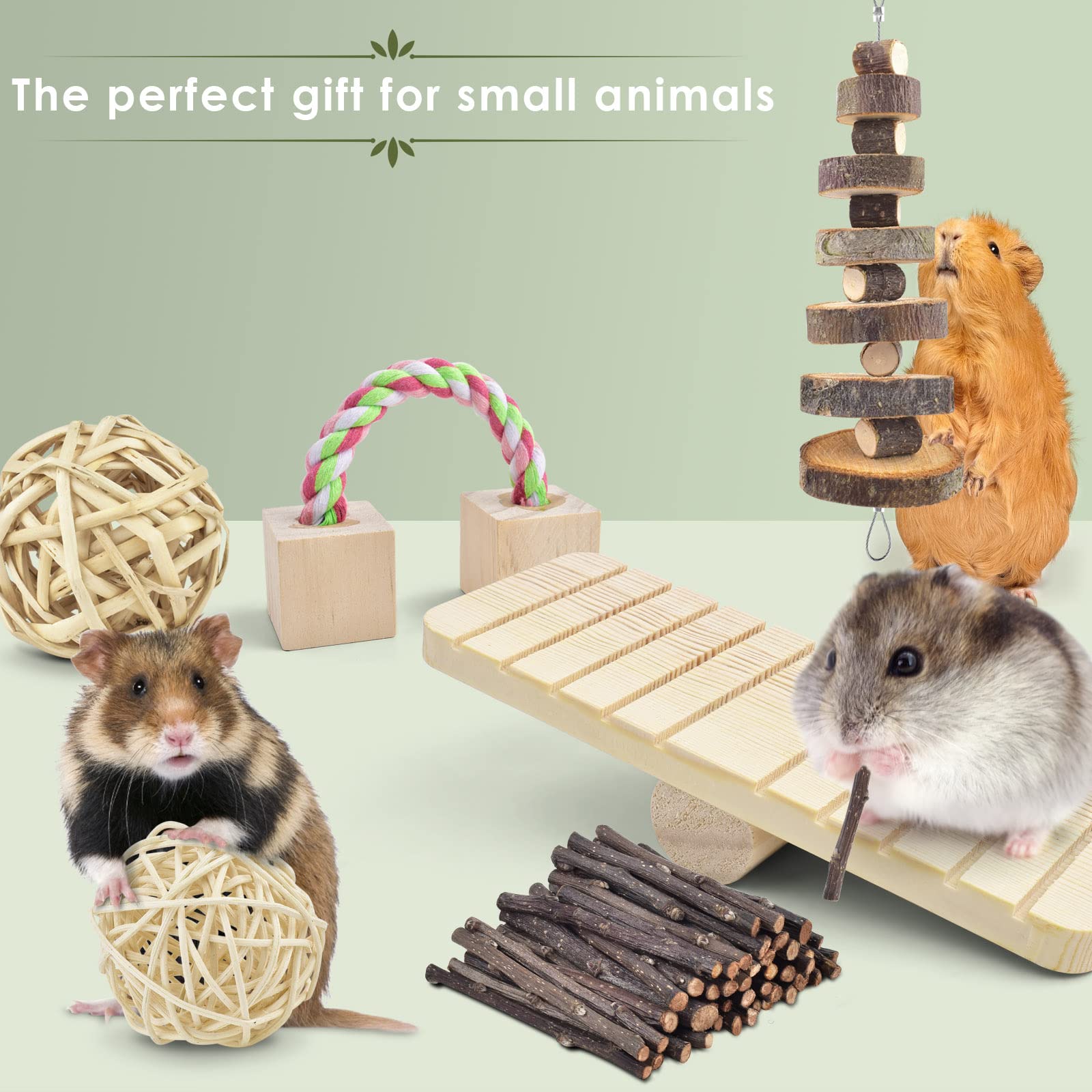ERKOON 12-pack hamster chew toys bell swing enhances enrichment and curiosity.