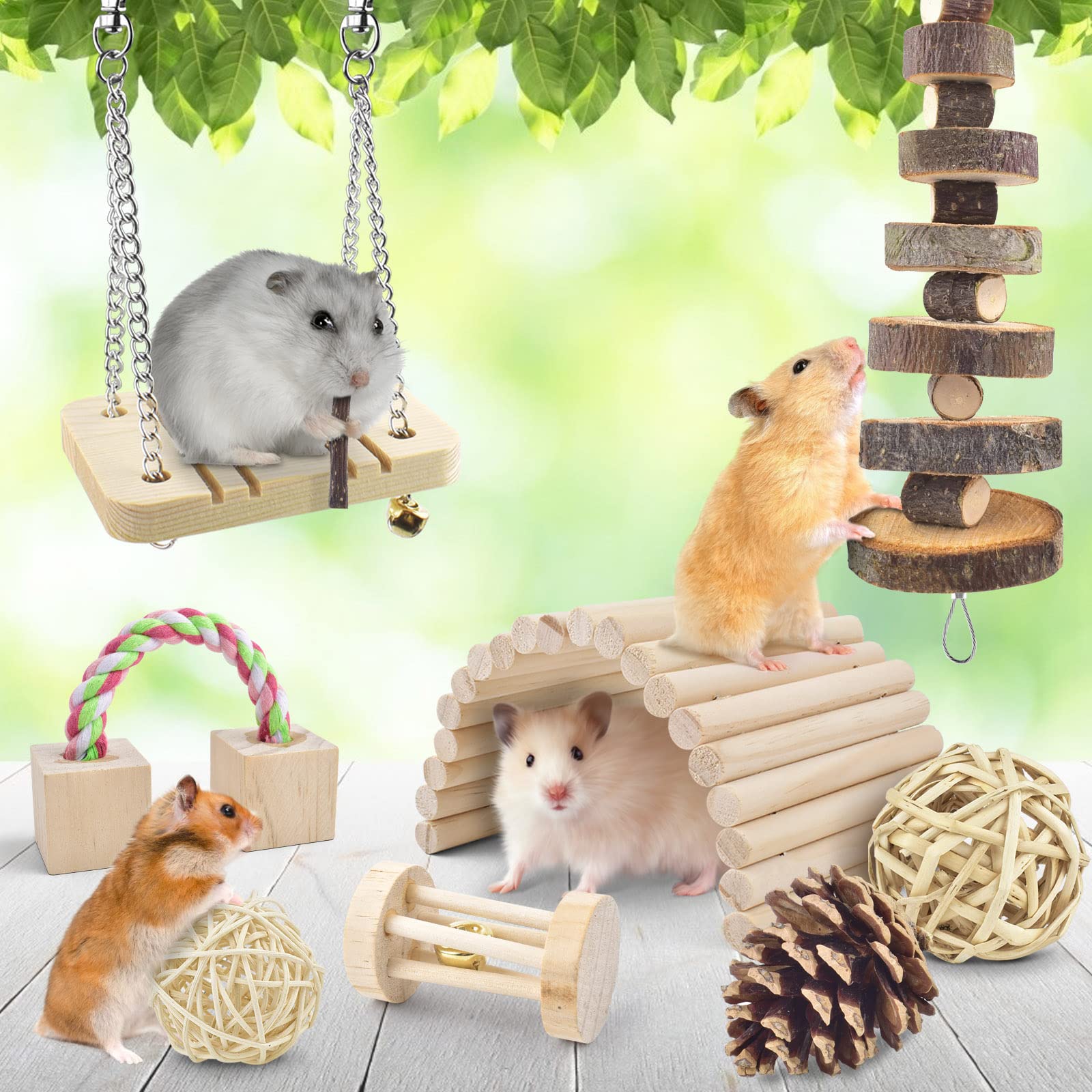 ERKOON 12-pack hamster chew toys seesaw invites active gnawing and engagement.
