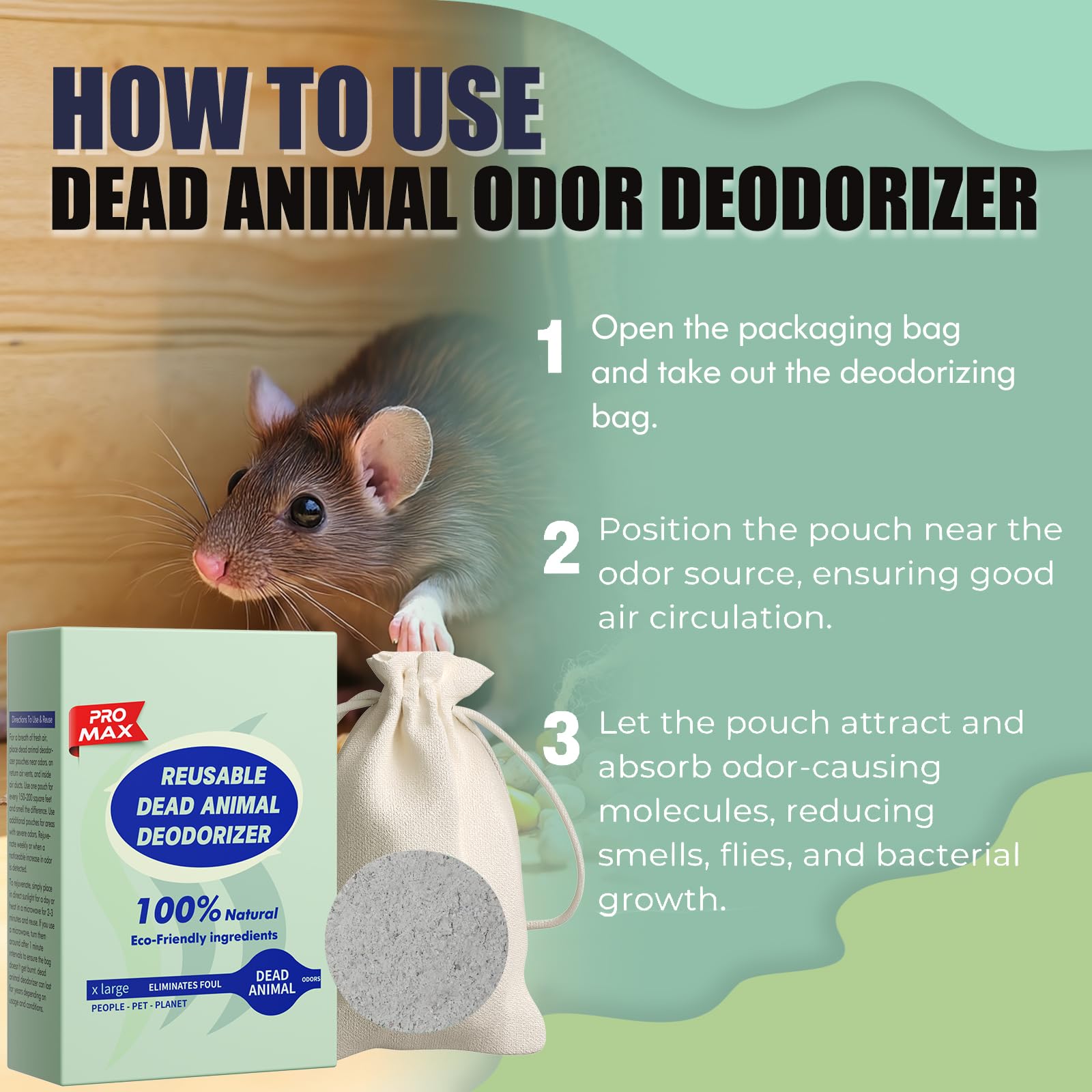 EROSMILE Animal Odor Eliminator uses natural minerals to adsorb odors without masking.