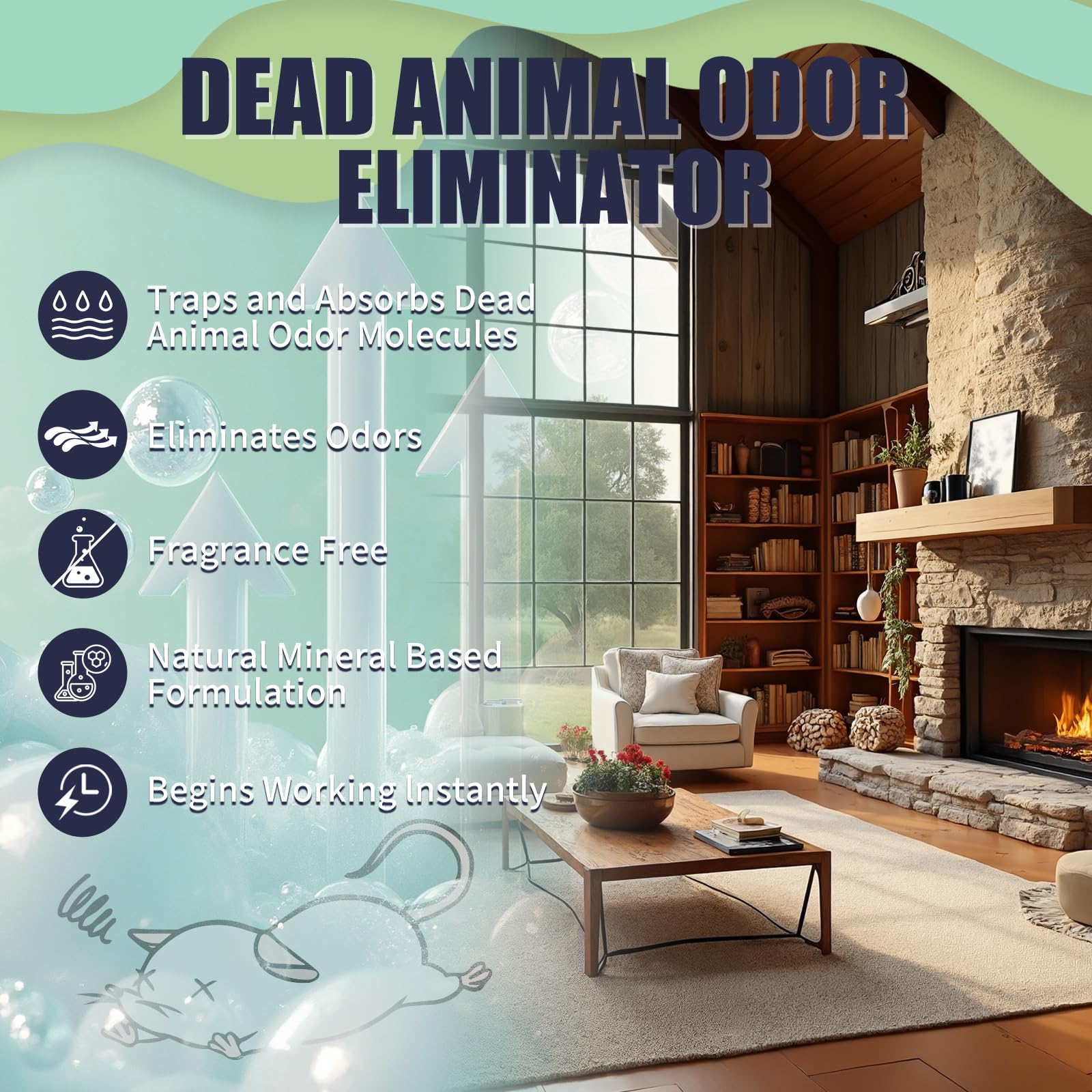 EROSMILE Animal Odor Eliminator penetrates odors behind walls and through ducts.